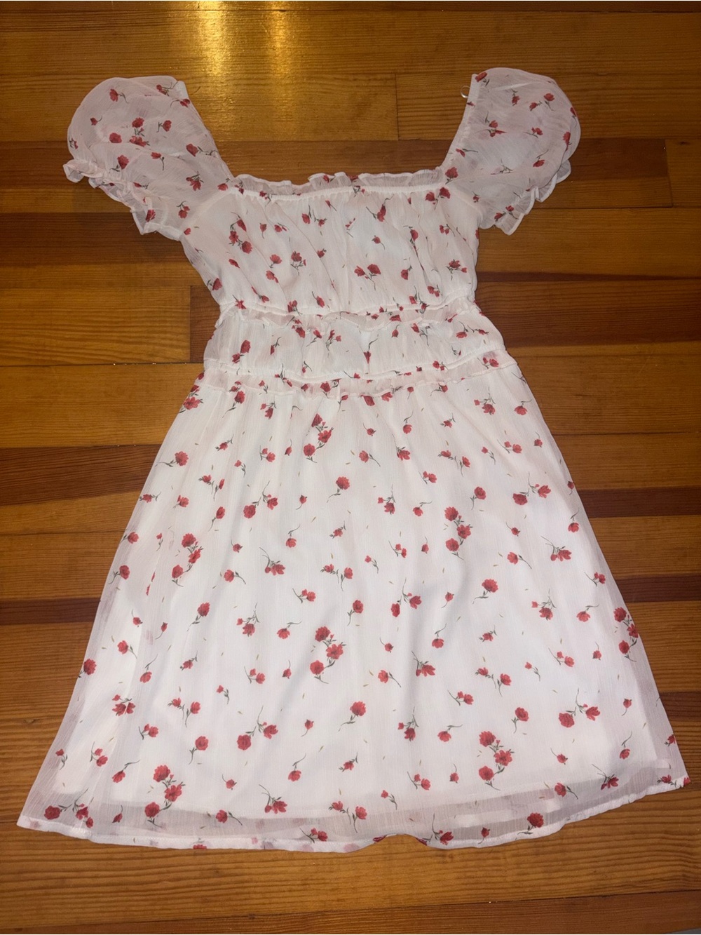 Francesca's Collections White Mini Dress with Red Floral Print